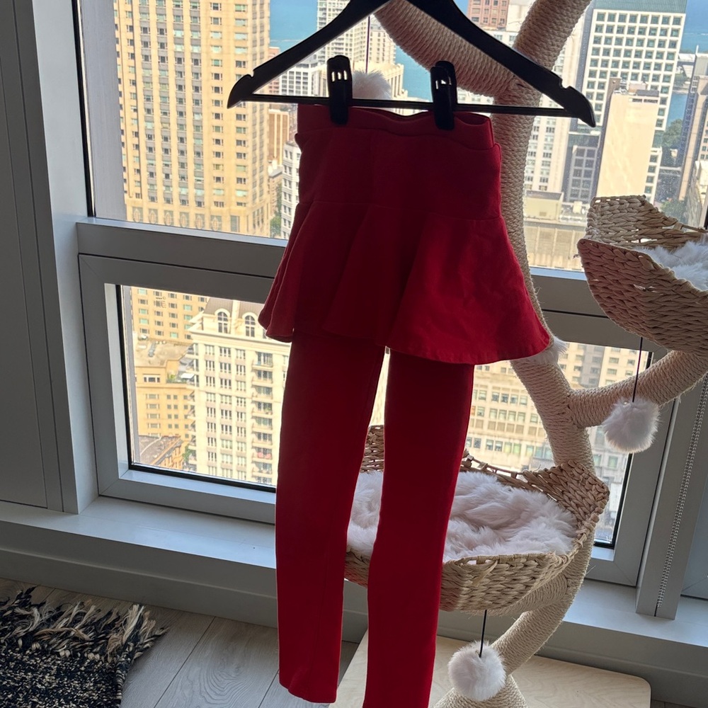 Red Kids Skirted Leggings